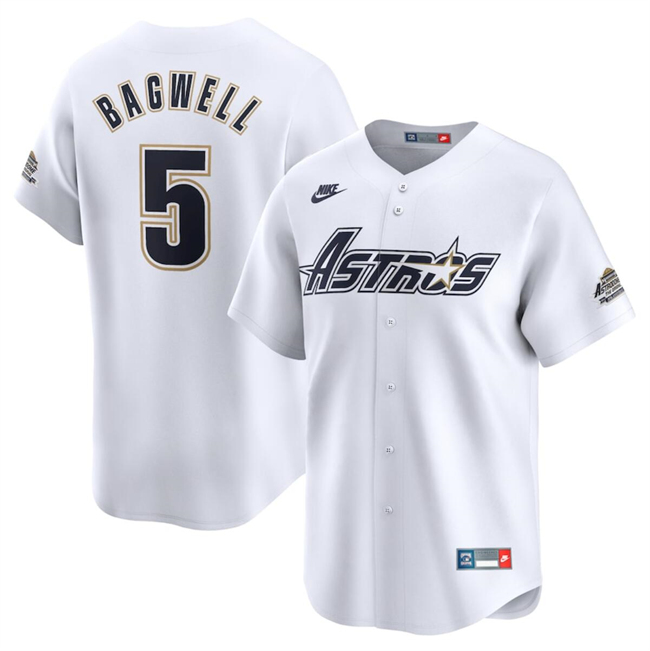 Men's Houston Astros #5 Jeff Bagwell White Cooperstown Collection Limited Stitched Baseball Jersey