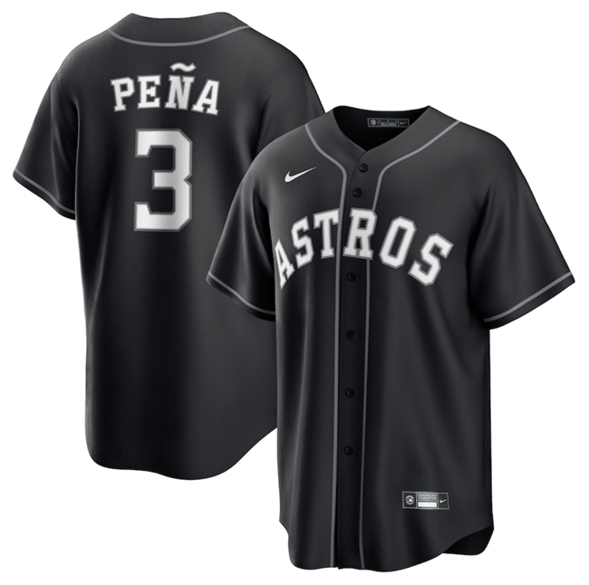 Men's Houston Astros #3 Jeremy Peña Black Lights Out Limited Stitched Baseball Jersey