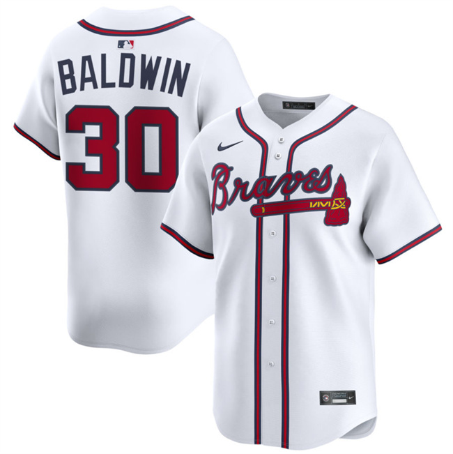 Men's Atlanta Braves #30 Drake Baldwin White 2025 Home Limited Stitched Baseball Jersey