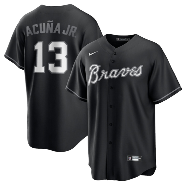 Men's Atlanta Braves Active Player Custom Black Lights Out Limited Stitched Baseball Jersey