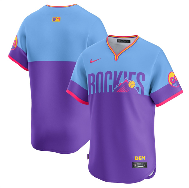Men's Colorado Rockies Blank Purple/Light Blue 2025 City Connect Limited Stitched Baseball Jersey