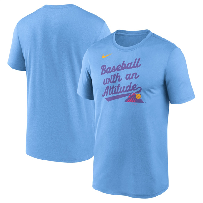 Men's Colorado Rockies Light Blue 2025 City Connect Team Phrase Legend Performance T-Shirt