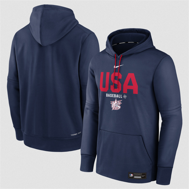 Men's USA Baseball Navy 2026 World Baseball Classic Therma-FIT Hoodie