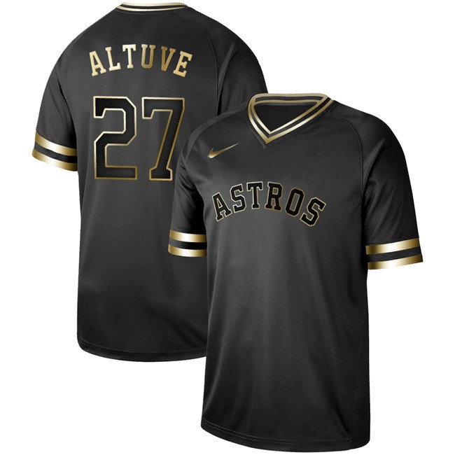 Men's Houston Astros ACTIVE PLAYER Custom Black Gold Stitched Baseball Jersey