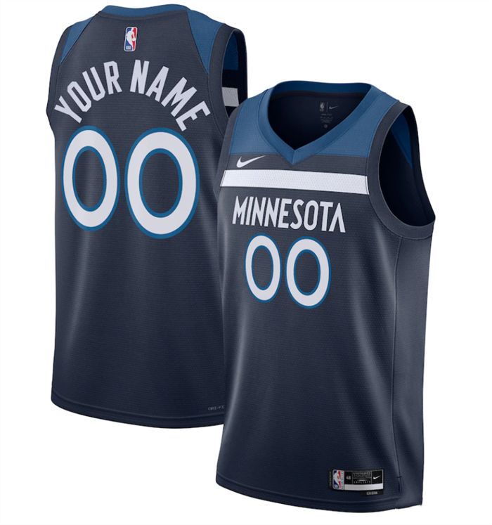 Youth Minnesota Timberwolves Active Player Custom Navy Icon Edition Stitched Basketball Jersey