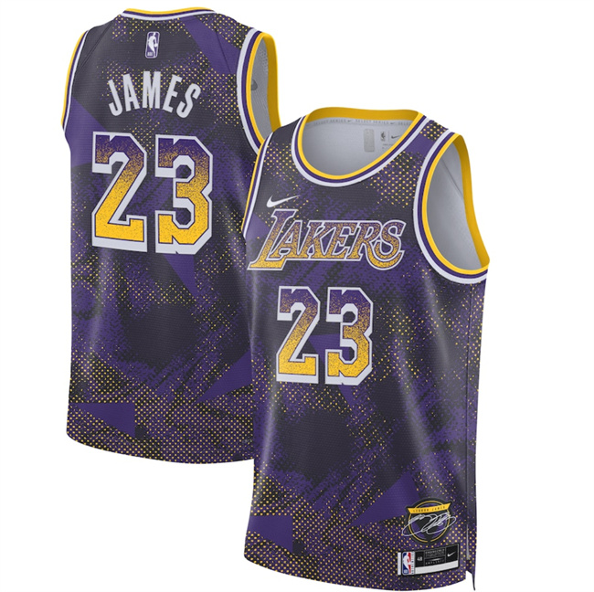 Men's Los Angeles Lakers #23 LeBron James Purple 2025 Select Series Swingman Stitched Basketball Jersey