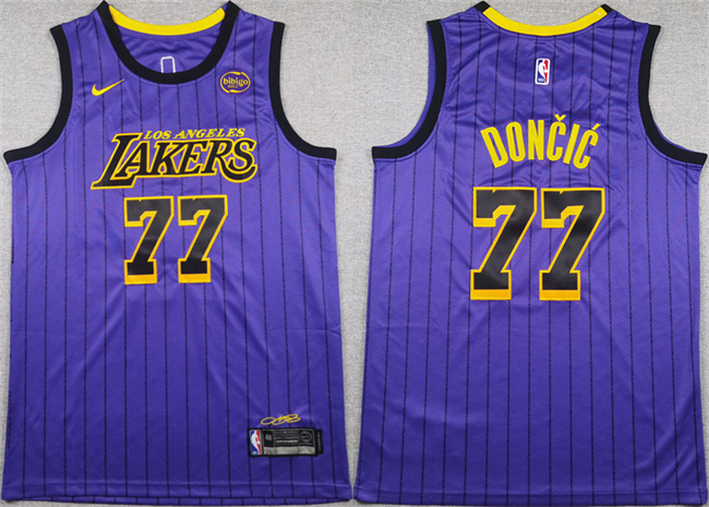 Men's Los Angeles Lakers #77 Luka Dončić Purple 2025 Stitched Basketball Jersey