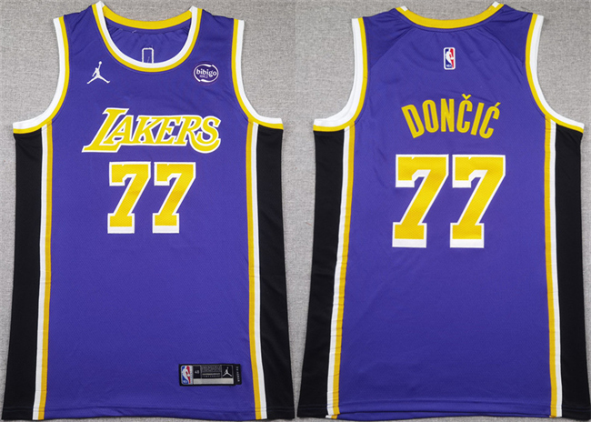 Men's Los Angeles Lakers #77 Luka Dončić Puple 2025 Stitched Basketball Jersey
