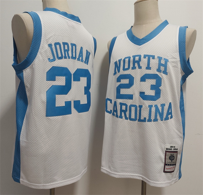 Men's North Carolina Tar Heels #23 Michael Jordan White Throwback Stitched Jersey