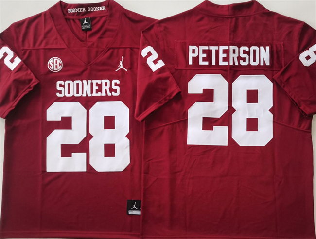 Men's Oklahoma Sooners #28 Adrian Peterson Red Stitched Jersey