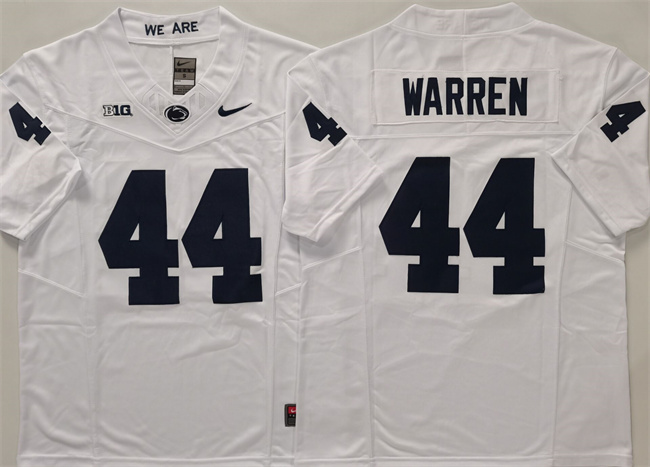 Men's Penn State Nittany Lions #44 Davis Warren White 2024 F.U.S.E. No Name Stitched Jersey