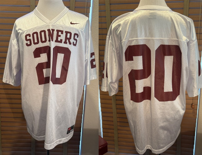 Men's Oklahoma Sooners #20 Billy Sims  White Throwback Stitched Jersey