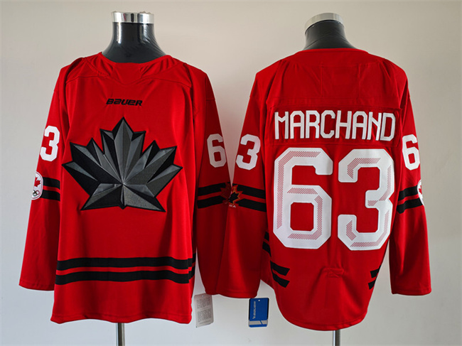Men's Canada Hockey #63 Brad Marchand Red Stitched Jersey