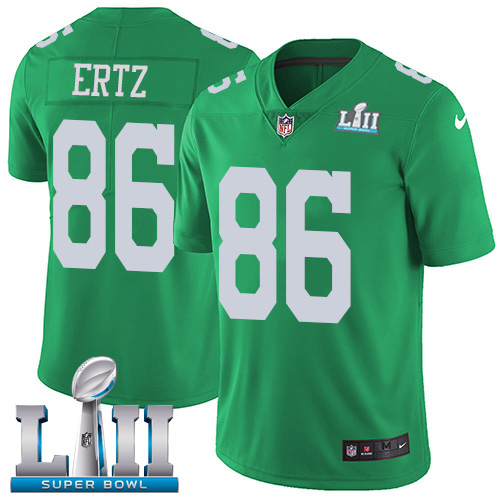 Men's Philadelphia Eagles #86 Zach Ertz Green Super Bowl LII Bound Patch Game Event Stitched NFL Jersey