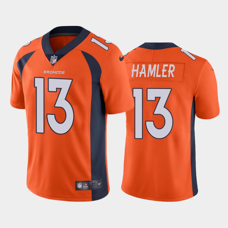 Men's Denver Broncos #13 KJ Hamler Orange Vapor Untouchable Limited Stitched Jersey