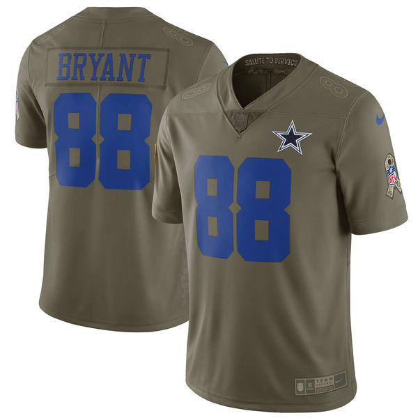 Men's Nike Dallas Cowboys #88 Dez Bryant Olive Salute To Service Limited Stitched NFL Jersey
