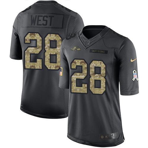 Nike Ravens #28 Terrance West Black Men's Stitched NFL Limited 2016 Salute to Service Jersey