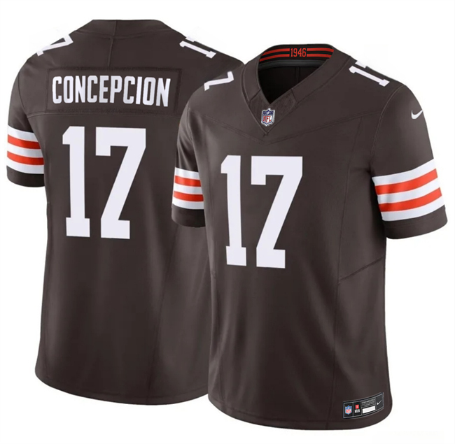 Men's Cleveland Browns #17 KC Concepcion Brown 2026 Draft F.U.S.E. Vapor Limited Stitched Football Jersey