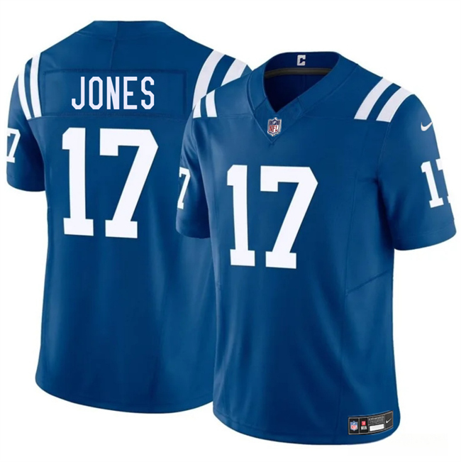 Men's Indianapolis Colts #17 Daniel Jones Blue 2025 F.U.S.E. Vapor Limited Stitched Football Jersey