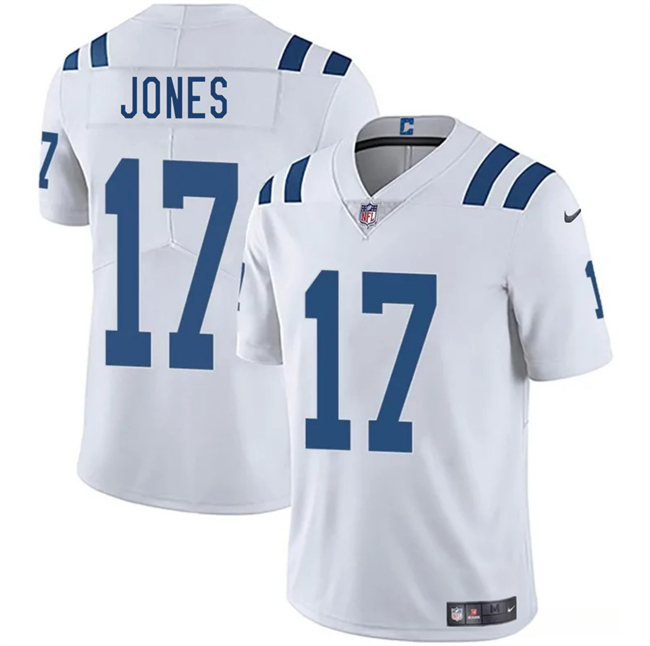 Men's Indianapolis Colts #17 Daniel Jones White 2025 Vapor Limited Stitched Football Jersey