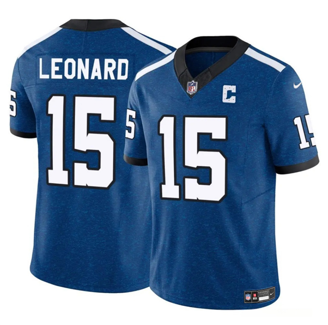 Men's Indianapolis Colts #15 Riley Leonard Blue 2025 F.U.S.E. Throwback Vapor Limited Stitched Football Jersey