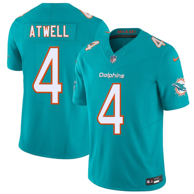 Men's Miami Dolphins #4 Tutu Atwell Aqua 2026 F.U.S.E. Vapor Limited Stitched Football Jersey