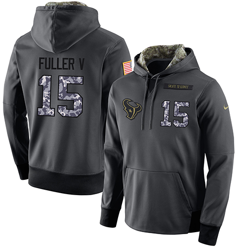 NFL Men's Nike Houston Texans #15 Will Fuller V Stitched Black Anthracite Salute to Service Player Performance Hoodie