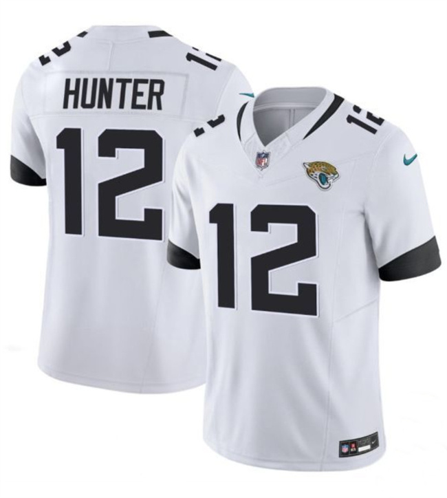 Men's Jacksonville Jaguars #12 Travis Hunter White 2025 Draft F.U.S.E. Vapor Limited Stitched Football Jersey