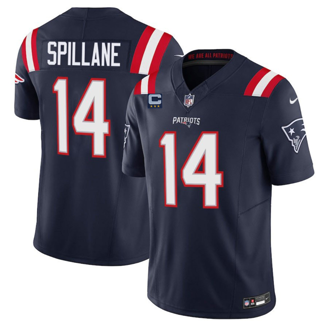 Men's New England Patriots #14 Robert Spillane Navy 2025 F.U.S.E. With 3-Star C Patch Vapor Limited Stitched Football Jersey