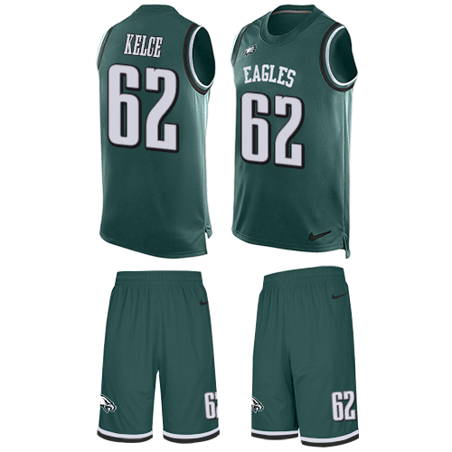 Nike Eagles #62 Jason Kelce Midnight Green Team Color Men's Stitched NFL Limited Tank Top Suit Jersey
