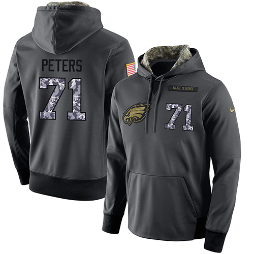 NFL Men's Nike Philadelphia Eagles #71 Jason Peters Stitched Black Anthracite Salute to Service Player Performance Hoodie