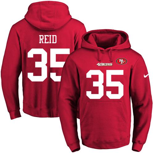 Nike 49ers #35 Eric Reid Red Name & Number Pullover NFL Hoodie