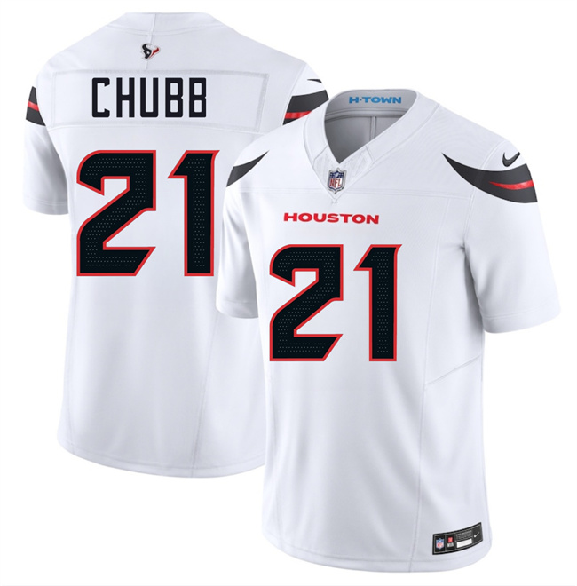Men's Houston Texans #21 Nick Chubb White 2025 F.U.S.E. Vapor Limited Stitched Football Jersey