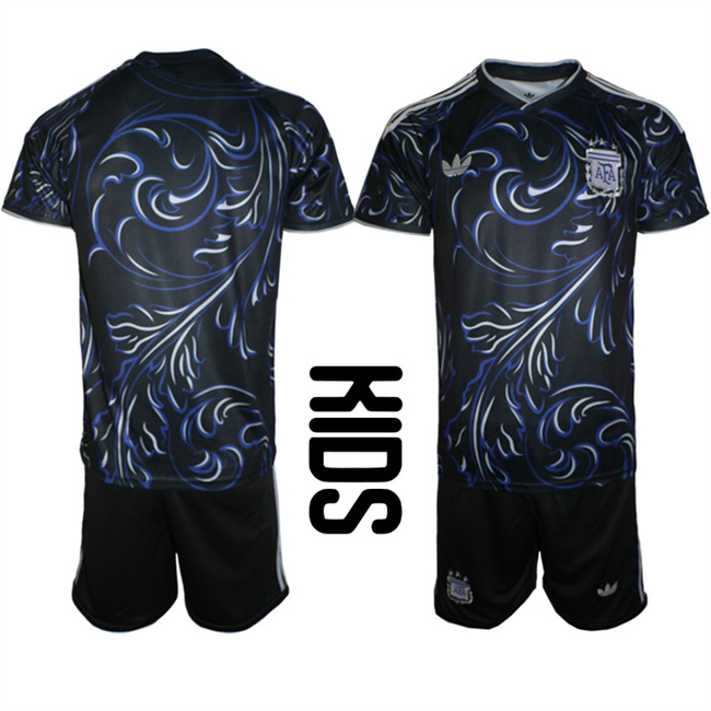 Youth Argentina Blank Away Soccer Jersey Suit