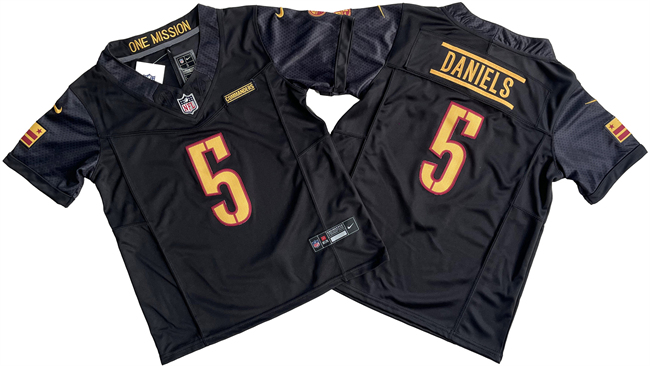 Youth Washington Commanders #5 Jayden Daniels Black 2024 F.U.S.E. Vapor Limited Stitched Football Jersey