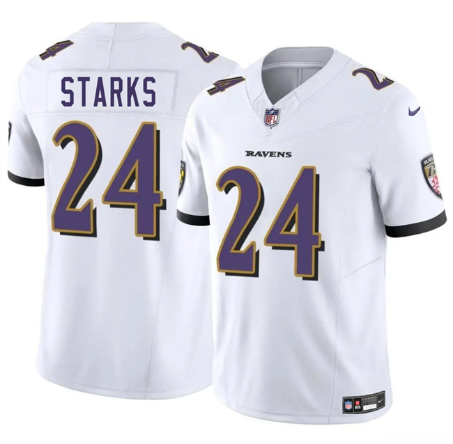 Youth Baltimore Ravens #24 Malaki Starks White 2025 Draft F.U.S.E Vapor Limited Football Jersey