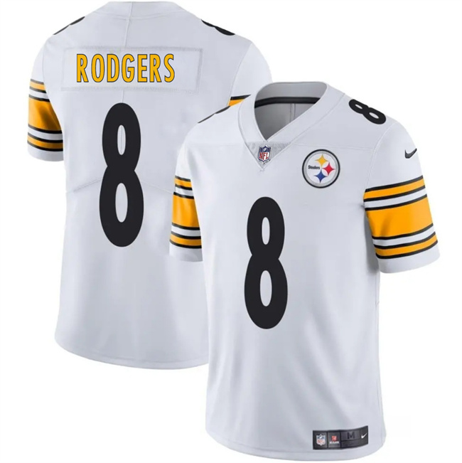 Youth Pittsburgh Steelers #8 Aaron Rodgers White 2025 Vapor Limited Stitched Football Jersey