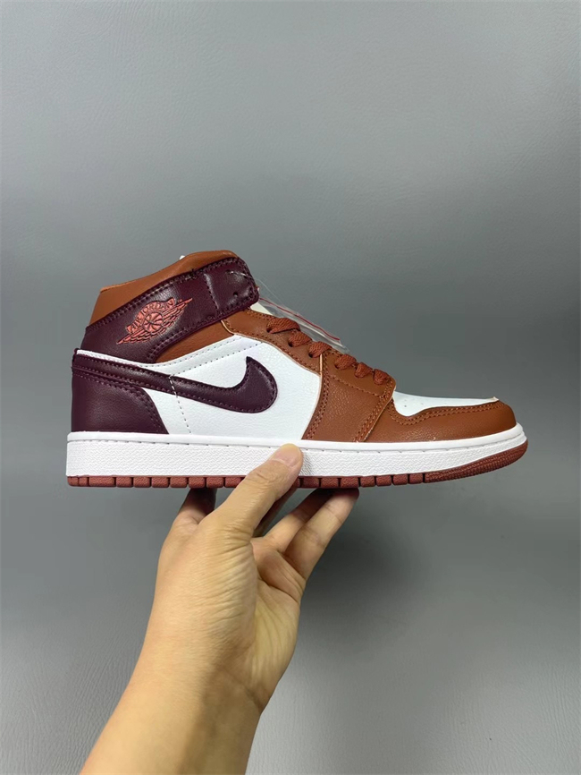 Women's Running Weapon Air Jordan 1 Brown/White Shoes 0463